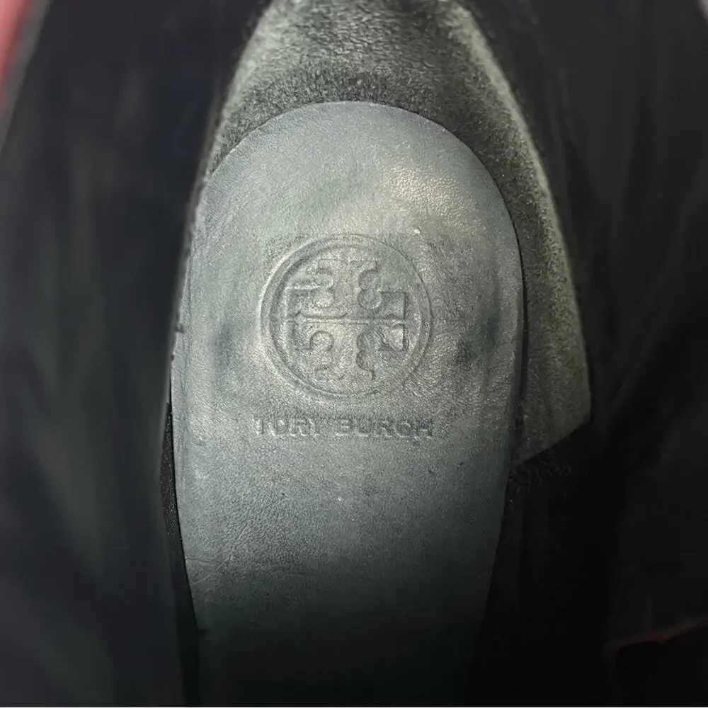 Tory Burch Burgundy Red Leather Stacked Heel Ankle Boots Women's Size 7, $498